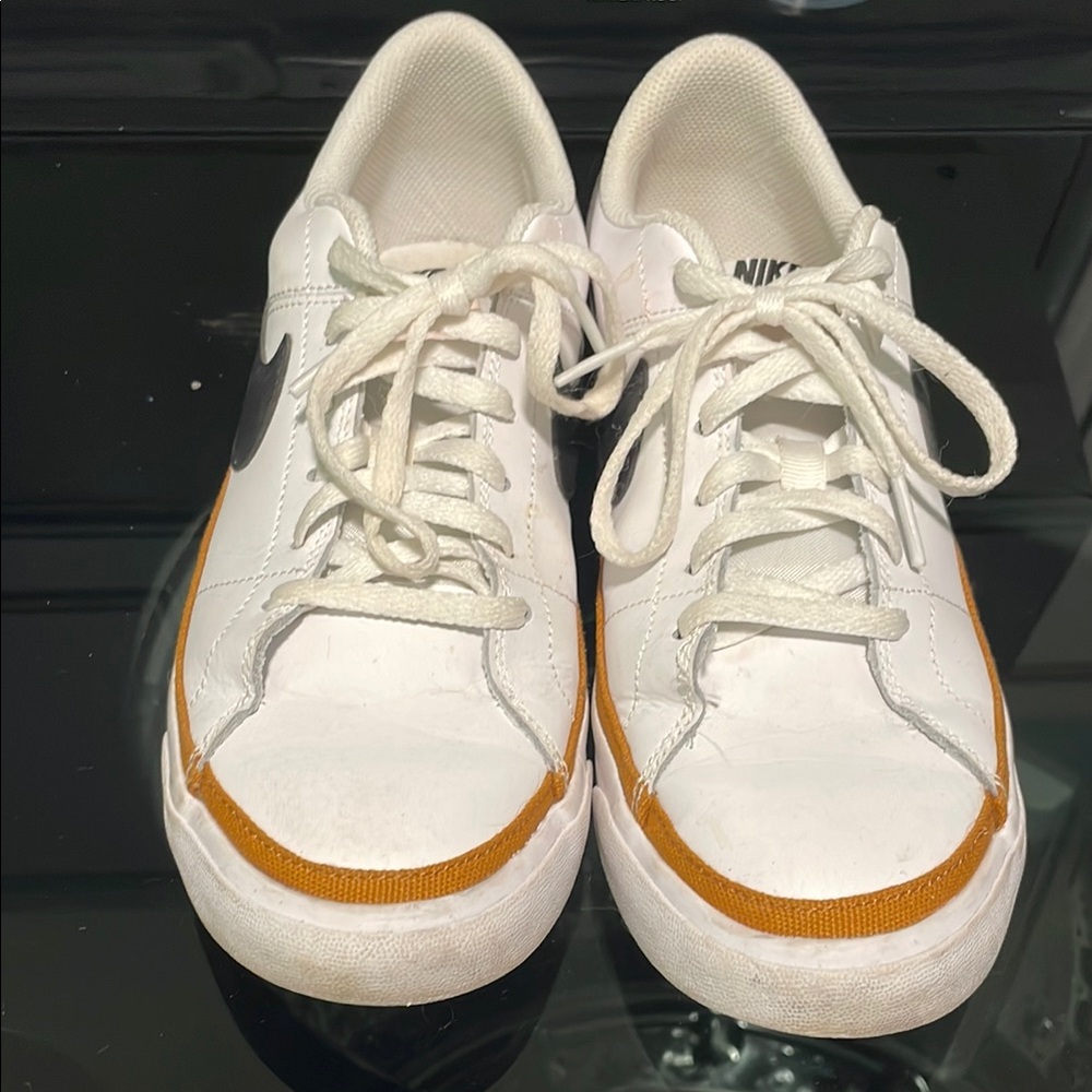 Nike White Sneakers with Orange Trim